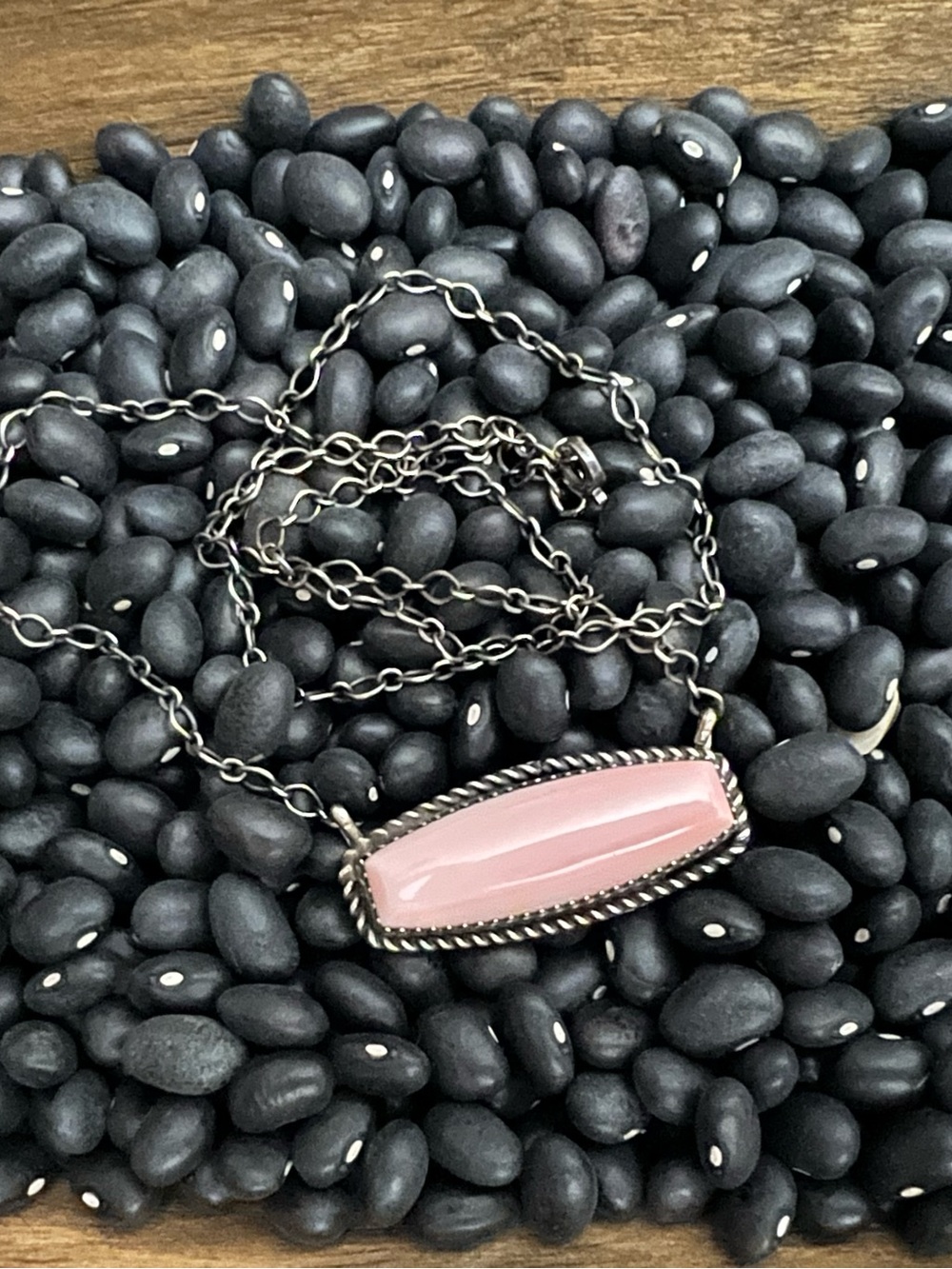 Sterling Silver Pink Conch Bar Necklace